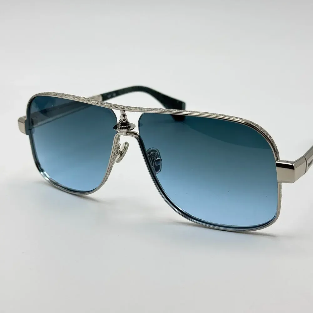 Vivienne Westwood Sunglasses Keith VW5101 800 Silver Aviator Gradient Lens 63mm